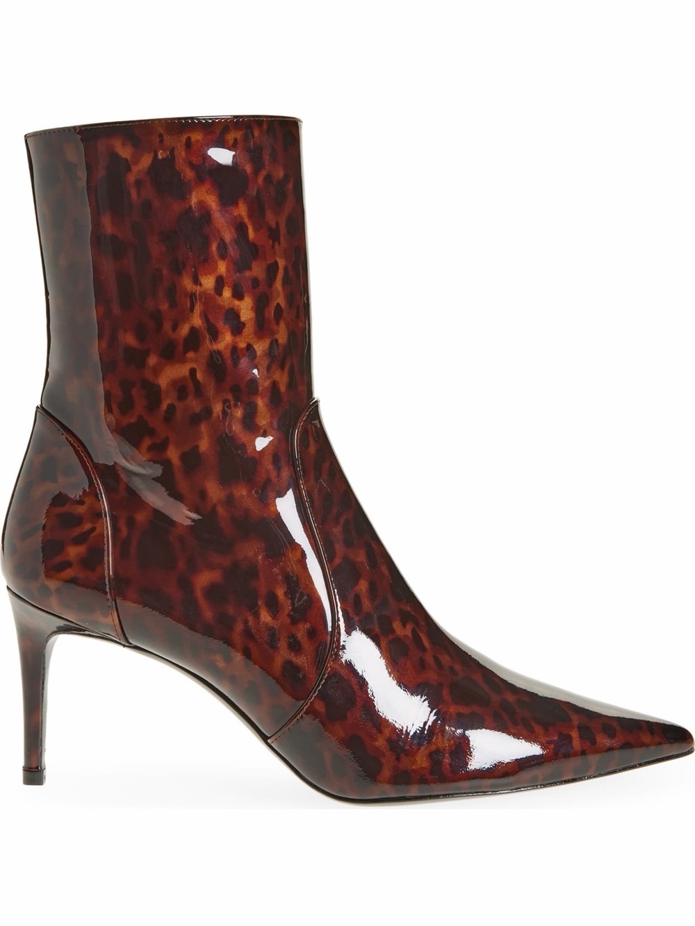 Stuart Weitzman Patent Leather Leopard-Print Ankle Boots - Brown